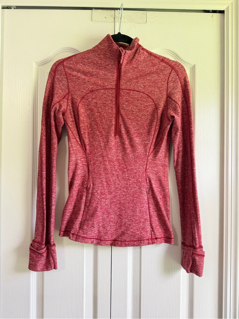 Lululemon Women's Run Briskly 1/2 Zip Red Heathered Jacket Size 4 Stretch
